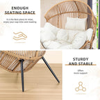 Vongrasig Wicker Egg Chair PE Rattan Chair with Cushion, Oversized Patio Lounge Chair for Outdoor, Indoor, Balcony, Backyard, Garden, Living Room, Beige - Image 6