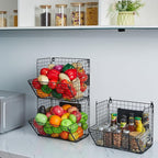 X-cosrack Metal Wire Basket Wall Mount, 3 Tier Wall Storage Basket Organizer - Image 6