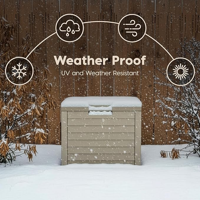 IRIS USA 35-Gallon Outdoor Deck Delivery Storage Box, Lockable & UV-Protected, Weather-Resistant Patio Storage for Cushions, Garden Tools & Packages, Waterproof Resin, Durable & Stylish Design - Beige - Image 5
