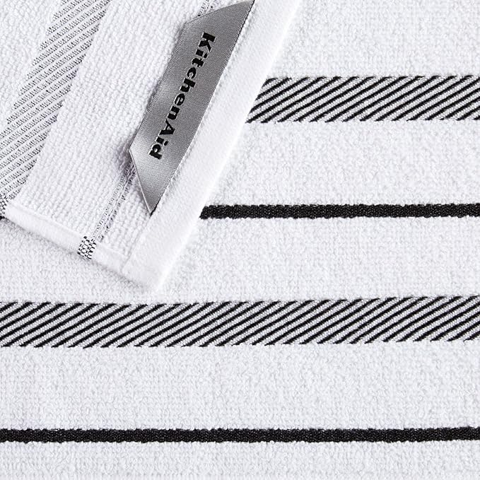 KitchenAid Albany Dishcloth 8 Pack Set, Matte Black/White - Image 4