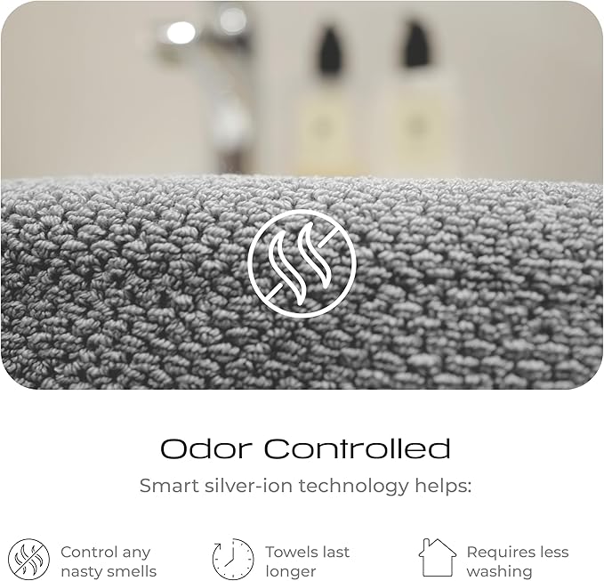 Luxury Silver-Infused Gray Washcloths 4-Pack, 12.9"x12.9" - Image 2
