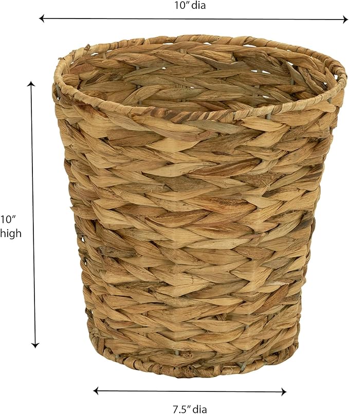 Household Essentials Wicker Waste Basket, Woven Leaf Basket - Image 2