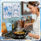 Breling Set of 6 Coastal Beach Kitchen Towels Blue Bow Dish Towel Bathroom - Image 4