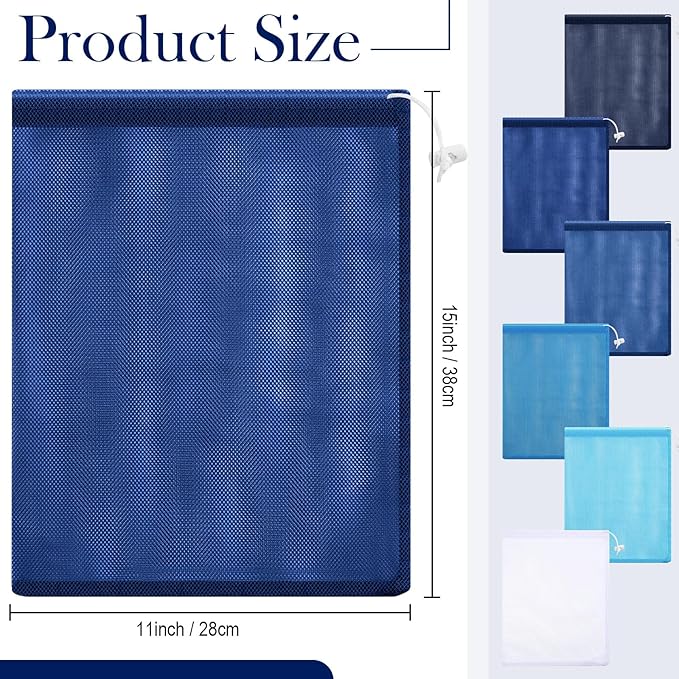 Frienda 6 Pieces Mesh Stuff Sack, 11 x 15 Inch Durable Nylon Drawstring Laundry - Image 3