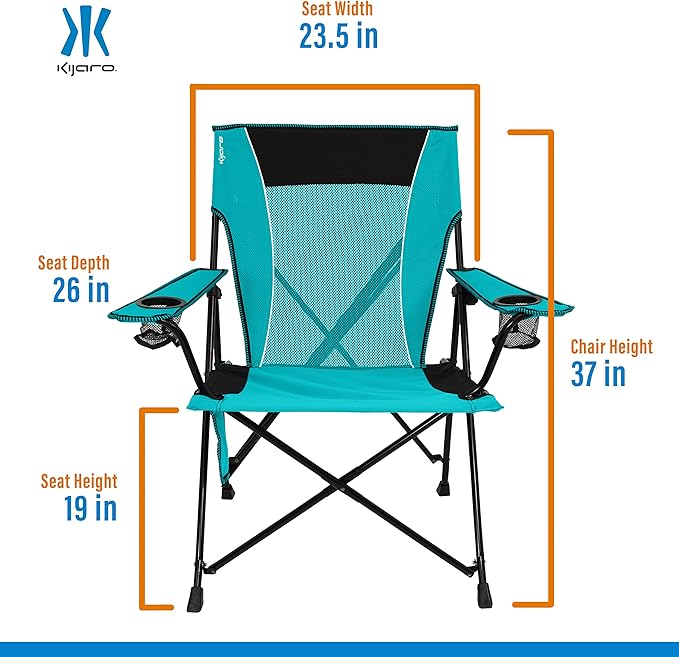 Kijaro Dual Lock Portable Camping Chair - Versatile Folding Sports and Outdoor Chair for Lawn - Locks Position - Ionian Turquoise - Image 3