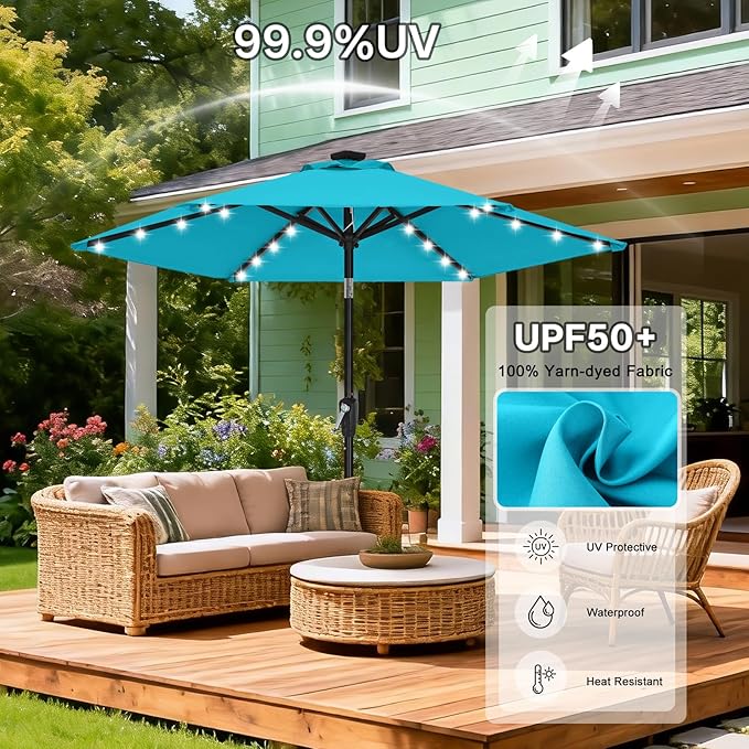 ABCCANOPY 7.5ft Solar 24 LED Lighted Patio Umbrella, Lake - Image 4