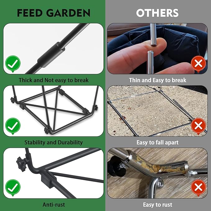 FEED GARDEN Trash Bag Holder, Outdoor Metal Leaf Bag Holder Stand, Garbage Bag - Image 4
