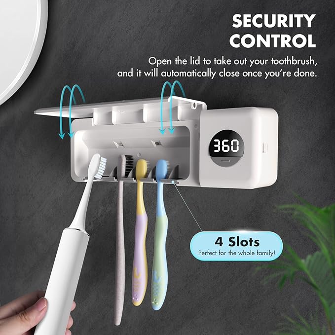 Sanitizeri Toothbrush Holder, Sanitizeri Toothbrush Cleaner, 2000mAh - Image 4