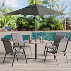 Betterhood Patio Chairs Set of 4, Stackable Outdoor Dining Chairs Set with Breathable Seat Fabric, All-Weather Powder-Coated Metal Frame for Deck, Pool Side and Backyard, 350LBS Capacity (Grey) - Image 5