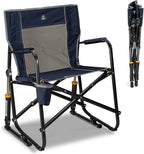 GCI Outdoor Freestyle Rocker Camping Chair | Portable Folding Rocking Chair with Solid, Durable Armrests, Drink Holder & Comfortable Backrest — Indigo Blue by GCIOUTDOOR