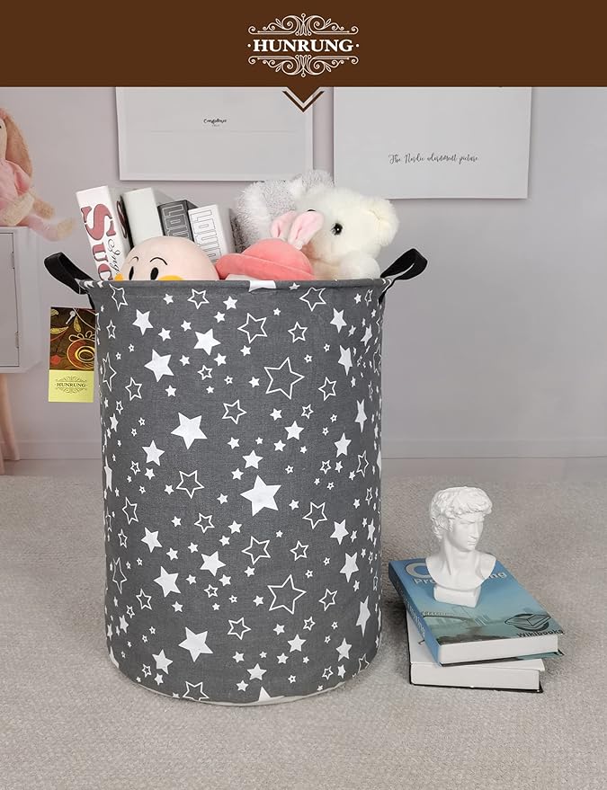 HUNRUNG Laundry Hamper, Large Canvas Fabric Lightweight Storage Basket Toy - Image 7