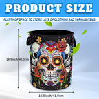 Sugar Skull Laundry Basket Skeleton Print Oxford Cloth Laundry Hamper - Image 3