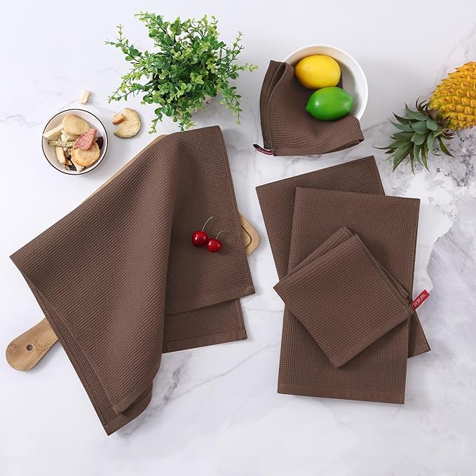 Homaxy 100% Cotton Kitchen Towels and Dishcloths Set - Image 6