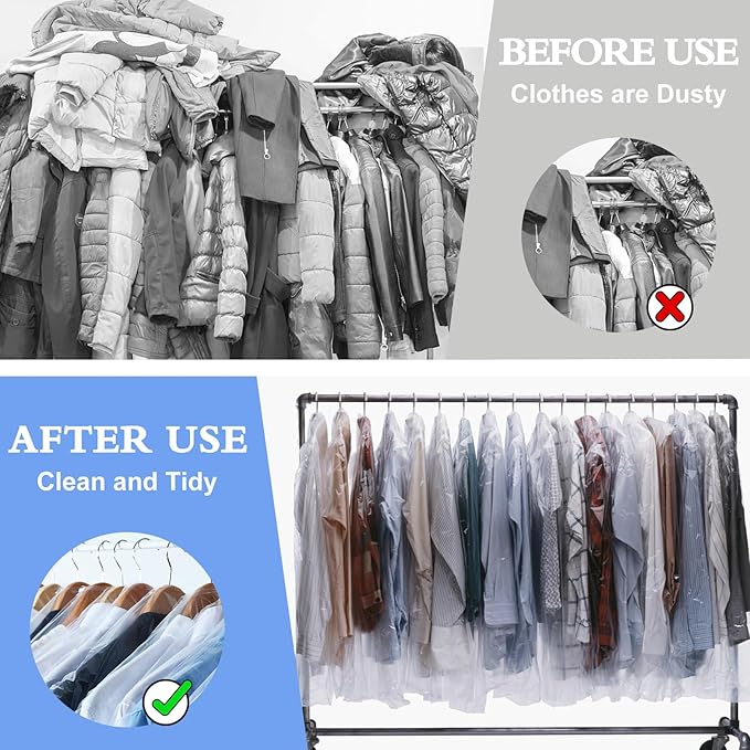 100 Pack Dry Cleaning Bags, 60x120 cm Clear Plastic Garment Bags - Image 7
