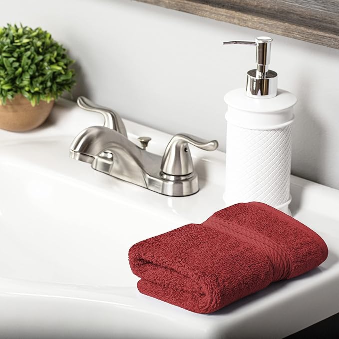 Superior Egyptian Cotton Solid Towel Set, Washcloths 13” x 13”, Hand Towels 20” - Image 5