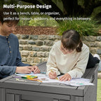 EAST OAK 120 Gallon Outdoor Storage Box | Large Resin Deck Box with Reinforced Stainless Steel Support | Waterproof & UV-Resistant Patio Storage Box for Cushions, Garden Tools & Pool Accessories, Grey - Image 8