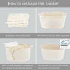 Large Rectangle Blankets Basket Living Room 22"x17"x12" Woven Cotton Rope - Image 7