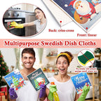 Lucomb 8 Pack Christmas Swedish Dishcloths Reusable, Kitchen Sponges Soft - Image 3