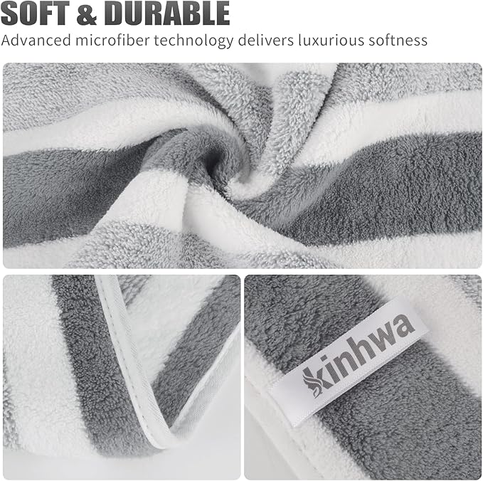 KinHwa Microfiber Hand Towels for Bathroom Soft and Absorbent Face Towels Grey - Image 4