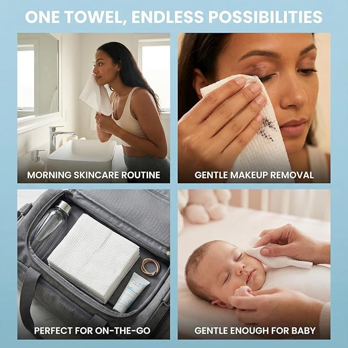 Disposable Face Towels XL 10x12-100% Viscose Eucalyptus Biodegradable Clean - Image 5