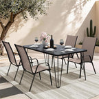 JEAREY Patio Dining Chairs Set of 4, Outdoor Stackable Dining Furniture Set, All Weather Dining Set for Lawn, Garden, Backyard, Poolside, Brown - Image 2