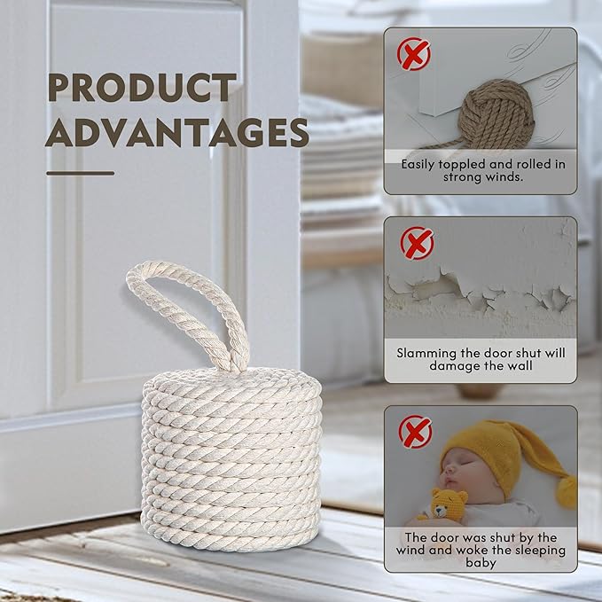 Elegant White Cotton Rope Door Stopper - Image 4