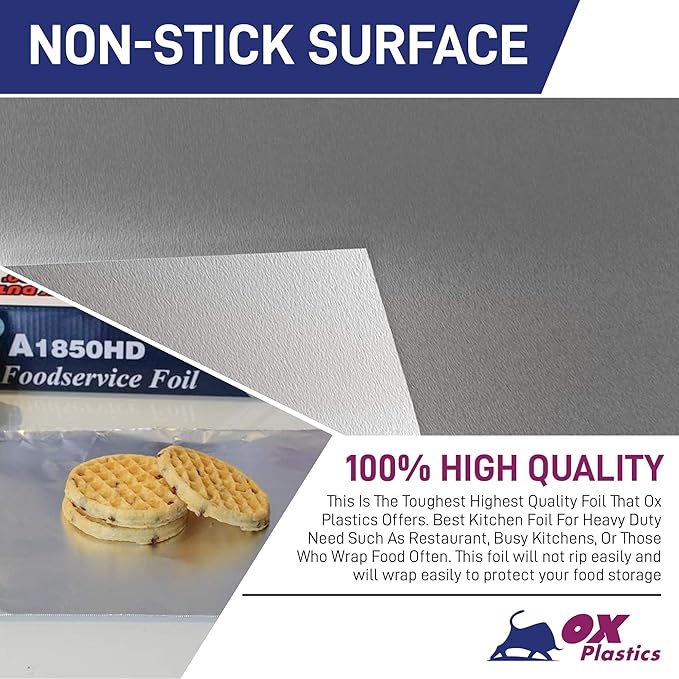 Ox Plastics Aluminum Foil Wrap | Heavy-Duty, Commercial Grade - Image 4