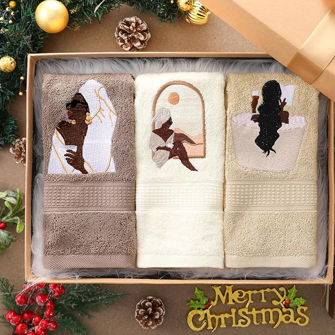 3 Pcs African American Woman Hand Towels - Image 6