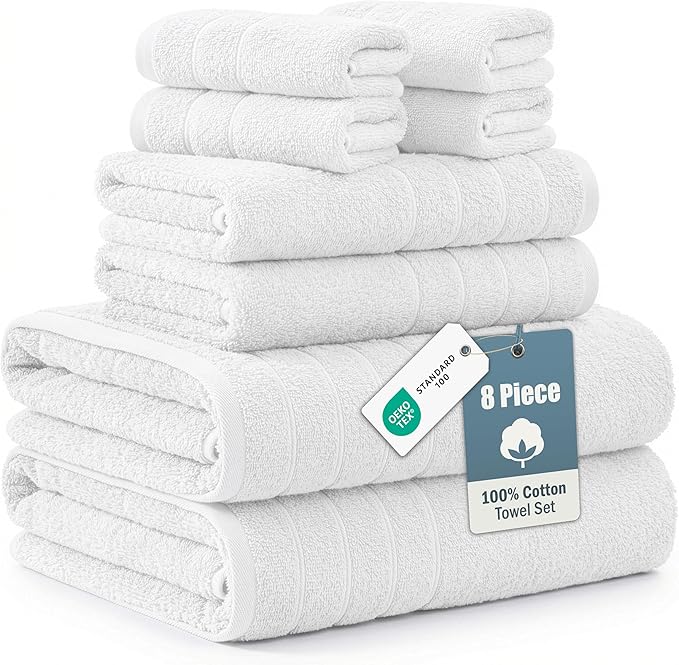 Casa Platino 100% Cotton Luxury Bath Towel Set 8 Pieces by CasaPlatino