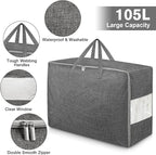 2Pack 105L Extra Large Storage Bags, Folding Comforter Blanket Storage Bags - Image 3