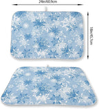 Christmas Dish Drying Mat 18x24 Inch Blue White Snowflake Winter Drying Mat - Image 2