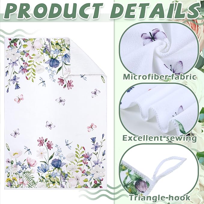 Geyoga 6 Pcs Spring Floral Kitchen Towels Flamingo Dish Hand Towels Sunflower - Image 5