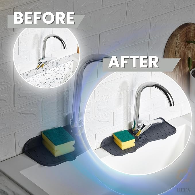HEFA Faucet Splash Guard 14.50" x 5.50", Ø 2.45 – Silicone Faucet Mat - Image 5