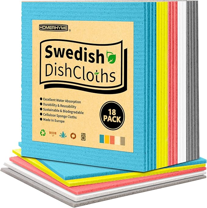 HOMERHYME Swedish Dishcloths, 18 Pack Multicolor Kitchen Cloths, Absorbent Dish by HOMERHYME