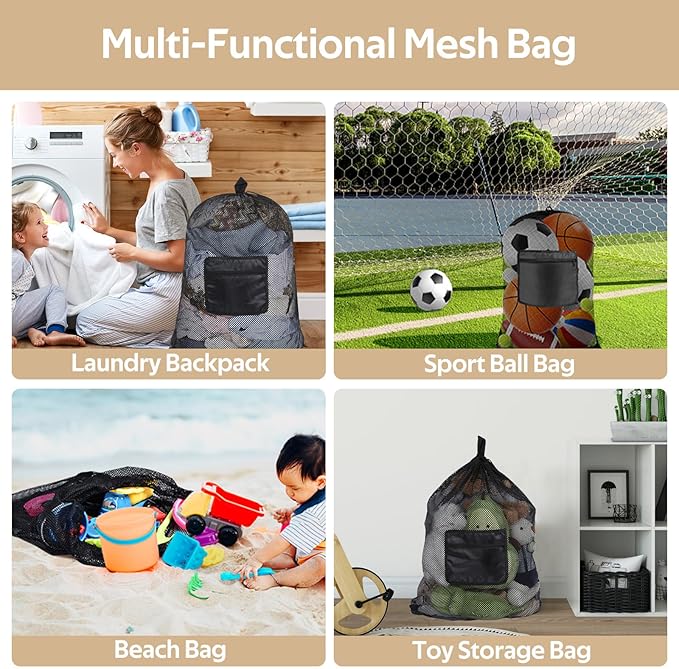OTraki Mesh Laundry Bag Backpack 24x32 Inch Gym Drawstring Backpack Travel - Image 7