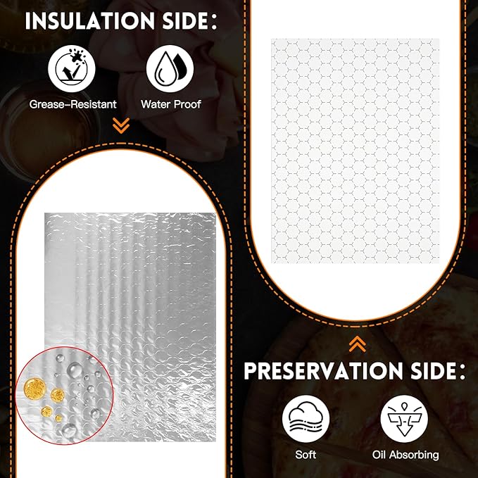 EcoDispose Pre-Cut Insulated Foil Sandwich Wrap Sheets Grease-Resistant - Image 3