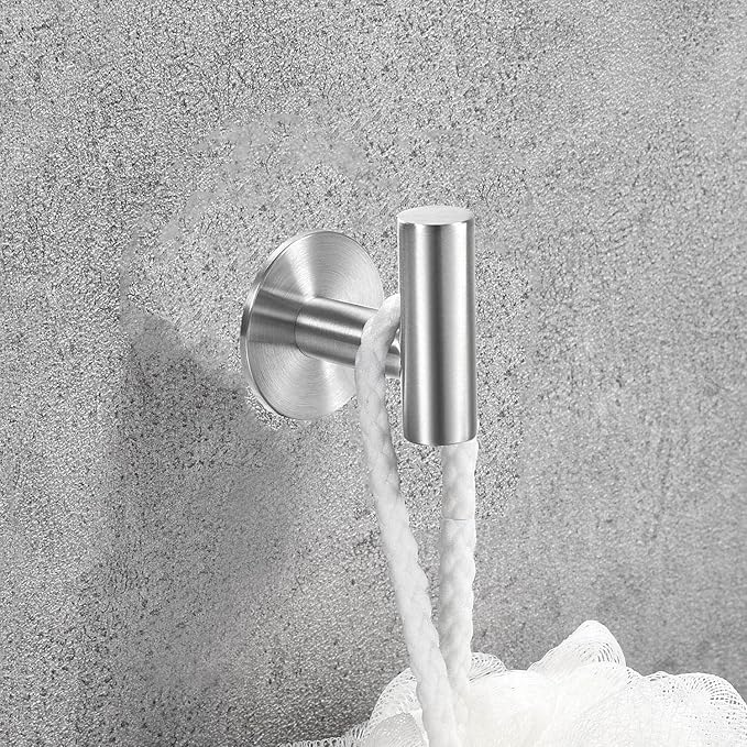 Vuzvuv Adhesive Brushed Nickel SUS304 Stainless Steel Towel Hooks – Heavy Duty - Image 4
