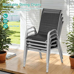 Patio Chairs Set of 4, Easily Set Up Stackable Outdoor Dining Chairs with High Back and Wide Seat, All Weather Breathable Outdoor Chairs Set of 4 with Metal Frame for Backyard Deck Pool, Black - Image 5