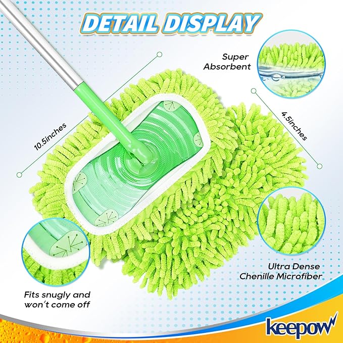 KEEPOW Reusable Microfiber Mop Pads Compatible - Image 4