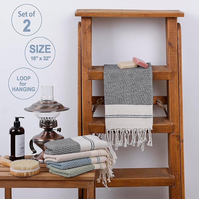 Evelynen Turkish Hand Towels for Bathroom & Kitchen Towels Decorative Set of 2 - Image 3