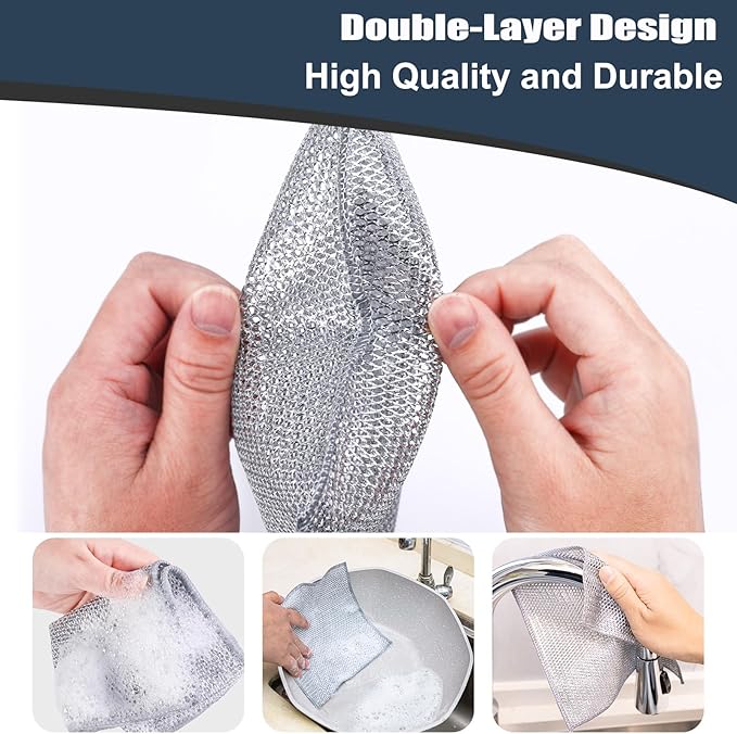 Navona 18 Pcs New Upgrade Steel Wire Dishcloth, Double-Layer Multipurpose - Image 3