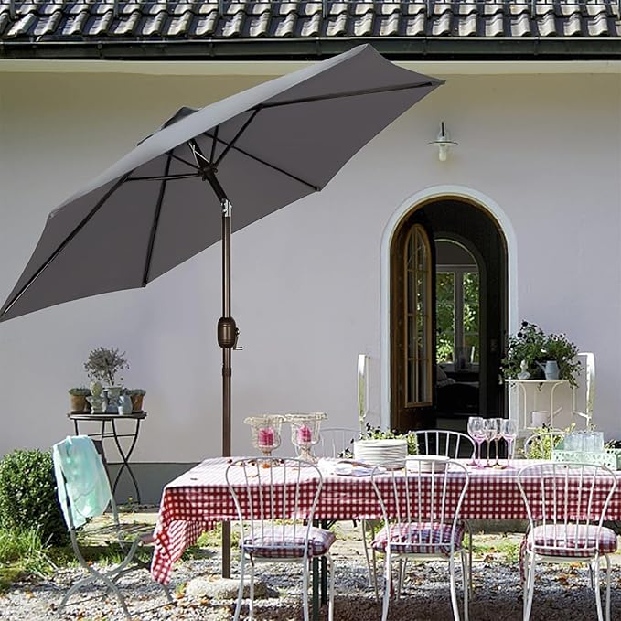 Blissun 7.5 ft Patio Umbrella, Yard Umbrella, Outdoor Market Umbrella with Push Button Tilt Crank, Dark Grey - Image 7