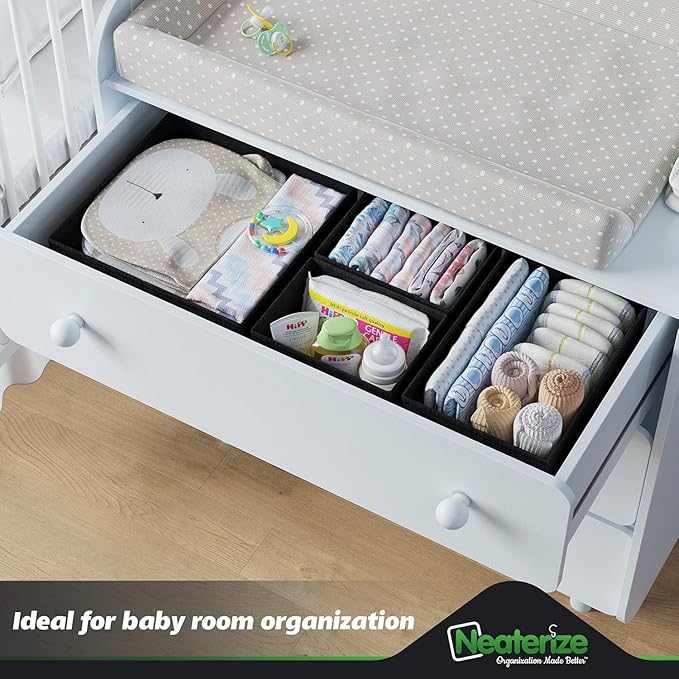NEATERIZE Drawer Organizer Clothes Set of 12 Black - Image 8