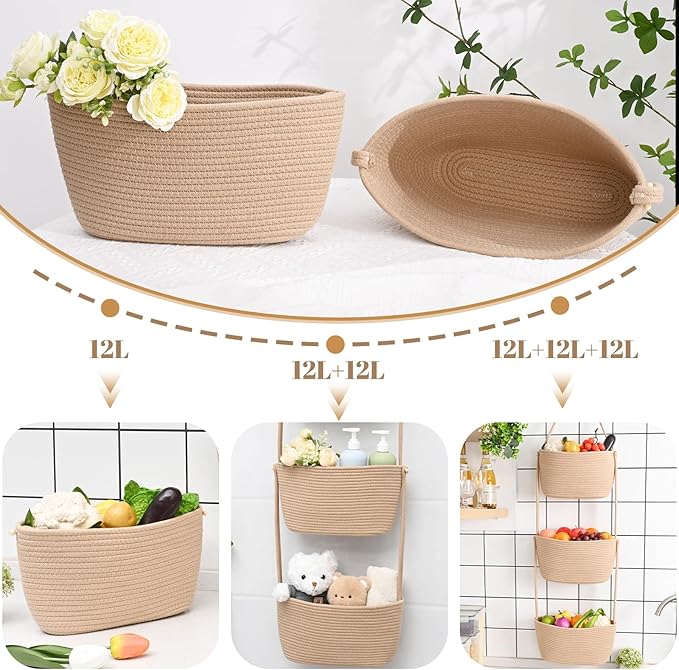 Hanging Basket, 3-Tier Wall Baskets, Over the Door Organizer - Image 5
