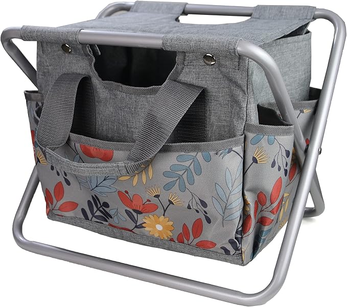 MDSTOP Folding Gardening Stool with Detachable Storage Tote Bag, Gardening Tools Set Organizer for Fishing Outdoor Sports Hiking Camping Garden, Gardening Gifts for Mom/Dad, Without Tools (Aluminum) - Image 7