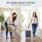 Laundry Basket with Wheels – Foldable, Space-Saving, Fabric Slim Laundry Hamper - Image 2