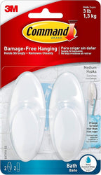 Command Bath Medium Hooks, 3 lb Capacity, Organize Damage-Free by Command