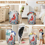 Watercolor Red Bird Laundry Basket, Foldable Winter Cardinal Laundry Hamper - Image 7