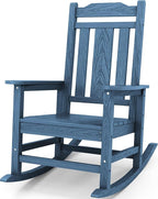 SERWALL Oversized Rocking Chair Outdoor, HDPE Outdoor Rocking Chair, Blue by SERWALL