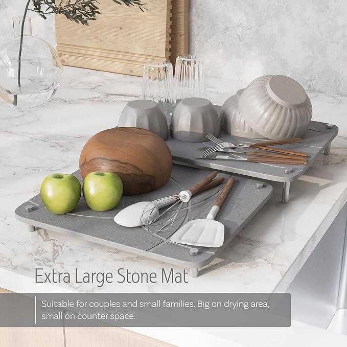 Large Stone Drying Mat for Kitchen Counter | 15.8” x 11.8” Dish Drying Mat - Image 3
